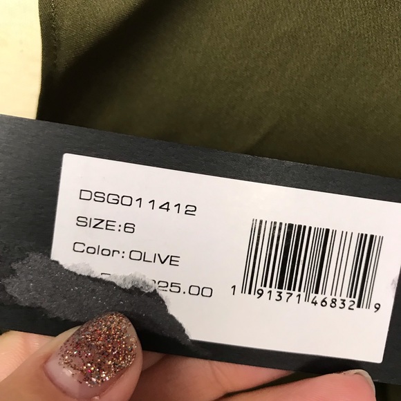 NWT halston olive green ruffle sleeve blouse - Picture 4 of 5